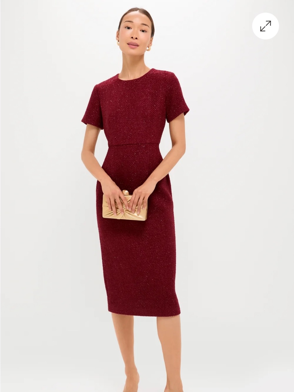 Burgundy Shimmer Boucle Pinot Midi Dress